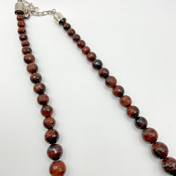 Jay King Mine Finds DTR Tiger's Eye (RED?) Necklace 20" - 22.5" Graduated - Picture 3 of 12